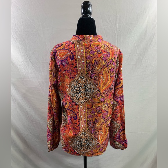Paisley Print Notched Neckline Blouse - Picture 7 of 8